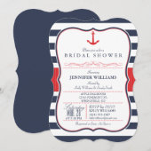 Nautisch Vrijgezellenfeest; rood, wit en marinebla Kaart (Voorkant / Achterkant)