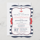 Nautisch Vrijgezellenfeest; rood, wit en marinebla Kaart (Voorkant)