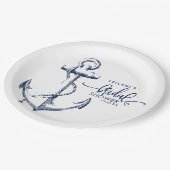 Nautisch Vrijgezellenfeest wit anker Papieren Bordje (Gekanteld)