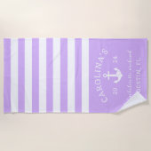Nautisch vrijgezellenweekend lavendel en wit strandlaken (Voorkant)