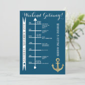 Nautisch vrijgezellenweekend uitstapje folie anker kaart (Staand voorkant)