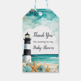 Nautisch vuurtoren Baby shower Cadeaulabel