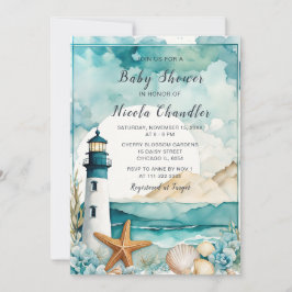 Nautisch vuurtoren Baby shower Kaart