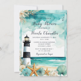 Nautisch vuurtoren Baby shower Kaart