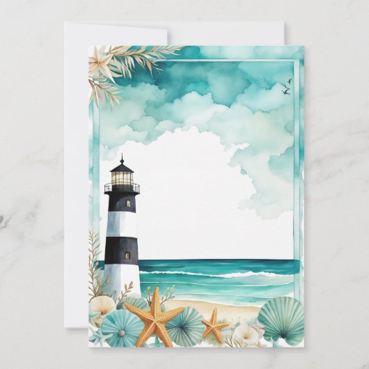 Nautisch vuurtoren Baby shower Kaart (Achterkant)