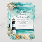 Nautisch vuurtoren Baby shower Kaart (Voorkant / Achterkant)