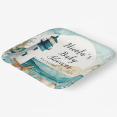 Nautisch vuurtoren Baby shower Papieren Bordje (Gebogen)