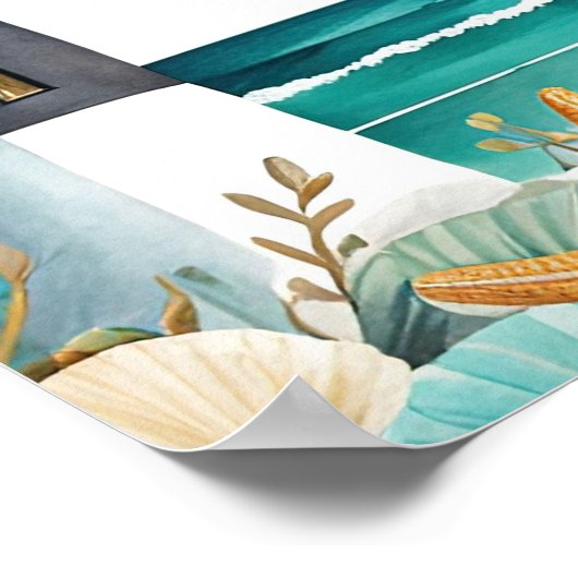 Nautisch vuurtoren Baby shower Poster (Hoek)