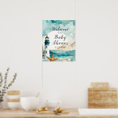 Nautisch vuurtoren Baby shower Poster (Keuken)
