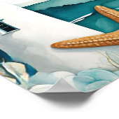 Nautisch vuurtoren Baby shower Poster (Hoek)