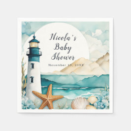 Nautisch vuurtoren Baby shower Servet