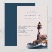 Nautisch, Vuurtoren | Kustgebied | repetitie diner Kaart (Voorkant / Achterkant)