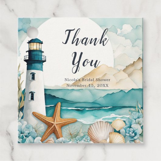 Nautisch vuurtoren Vrijgezellenfeest Bedankjes Labels (Voorkant)