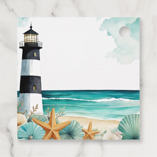 Nautisch vuurtoren Vrijgezellenfeest Bedankjes Labels (Achterkant)