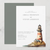 Nautisch, Vuurtoren | Zee bruiloft Kaart (Voorkant / Achterkant)