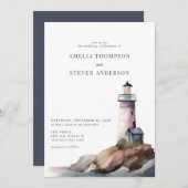 Nautisch, Vuurtoren | Zee bruiloft Kaart (Voorkant / Achterkant)