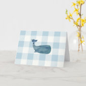 Nautisch walvisblauw gingham patroon kaart (Gele Bloem)