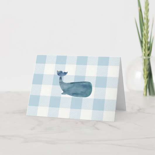 Nautisch walvisblauw gingham patroon kaart (Voorkant)