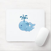 Nautisch walvisdeeg, baby- en mam-walvisafdruk muismat (Met muis)