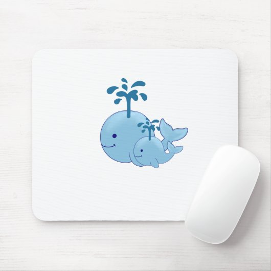 Nautisch walvisdeeg, baby- en mam-walvisafdruk muismat (Met muis)