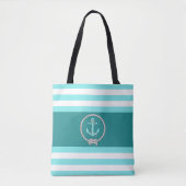 Nautisch wateranker/marine-knoop/witte/blauwe stre tote bag (Voorkant)