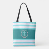 Nautisch wateranker/marine-knoop/witte/blauwe stre tote bag (Achterkant)