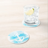 Nautisch - Waterverf Anker (1) Ronde Kartonnen Onderzetter (Insitu)