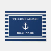 Nautisch welkom aan boord Anker Navy Blue Striped Deurmat (Voorkant)