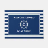 Nautisch welkom aan boord ankertouw Helm Gestreept Deurmat (Voorkant)