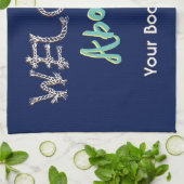 Nautisch welkom aan boord van de boot Naam Navy Bl Theedoek (Gevouwen)