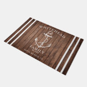 Nautisch welkom familienaam anker bruin hout deurmat (Schuin)