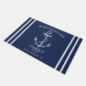 Nautisch welkom familienaam anker marine blauw deurmat (Schuin)