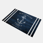 Nautisch Welkom Familienaam Anker Marine Blauw Hou Deurmat (Schuin)