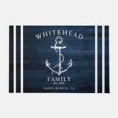 Nautisch Welkom Familienaam Anker Marine Blauw Hou Deurmat (Voorkant)