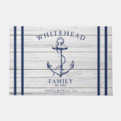 Nautisch welkom familienaam anker wit hout deurmat (Voorkant)