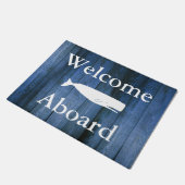 Nautisch Welkom, witte schaal en blauw hout Deurmat (Schuin)