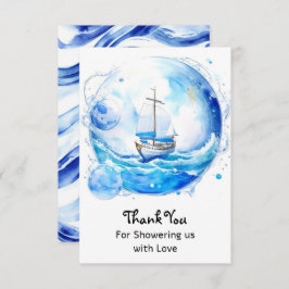 Nautisch welkomstfeest: Boy Baby shower Bedankkaart