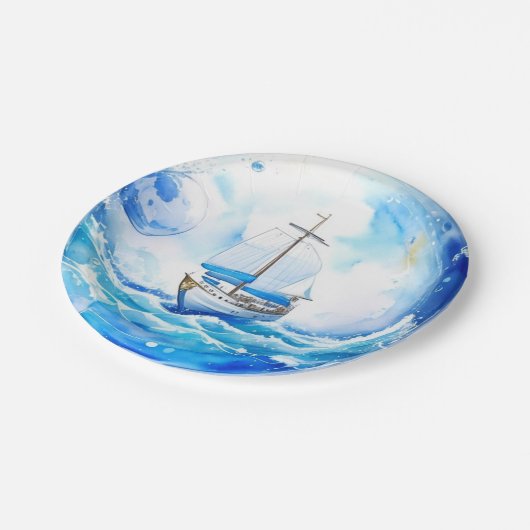 Nautisch welkomstfeest: Boy Baby shower Papieren Bordje (Gekanteld)