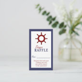 Nautisch Wiel Blauw en Rode Luier Raffle Ticket Informatiekaartje (Staand voorkant)