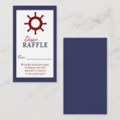 Nautisch Wiel Blauw en Rode Luier Raffle Ticket Informatiekaartje (Voorkant / Achterkant)