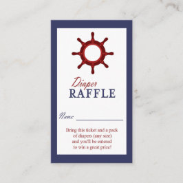 Nautisch Wiel Blauw en Rode Luier Raffle Ticket Informatiekaartje