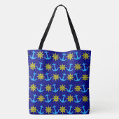 Nautisch wiel- en Ankerpatroonventilator Tote Bag (Achterkant)