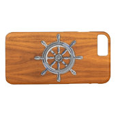 Nautisch wiel op teak Wood Style Case-Mate iPhone Case (Achterkant (Horizontaal))