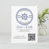 Nautisch Wiel QR Code Bruiloft Opslaan De Datum Ka Save The Date (Staand voorkant)