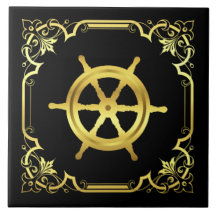 Nautisch wielsilhouet/goud/zwart