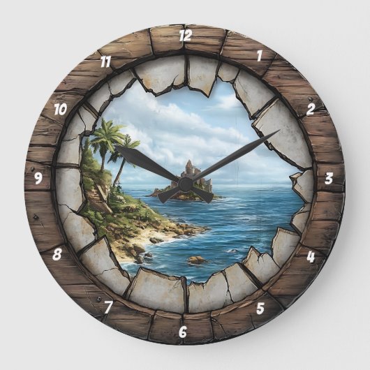 Nautisch Window Island Ontsnapping Rustieke Kust Grote Klok (Voorkant)