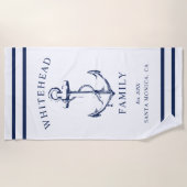 Nautisch wit aangepaste familie anker strandlaken (Voorkant)