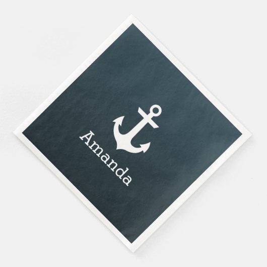 Nautisch wit anker blauw ombre gepersonaliseerde n servetten (Hoek)