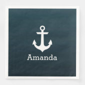 Nautisch wit anker blauw ombre gepersonaliseerde n servetten (Voorkant)
