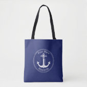 Nautisch wit anker eerste stuurman gepersonaliseer tote bag (Voorkant)